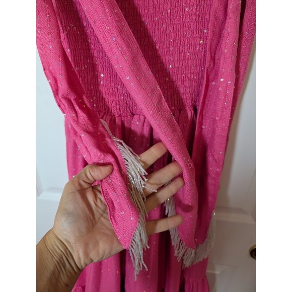 Sundress Saint Barth Neon Pink Jade Dress Hot Pink‎ Sequin Dress XS/S Tall Midi - Picture 8 of 13